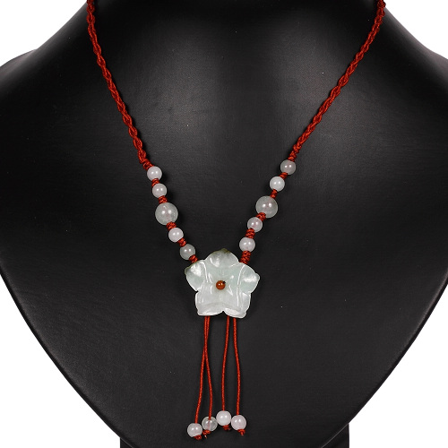 Halskette Jade, Handarbeit, Makramee, Glücksbringer, 6725